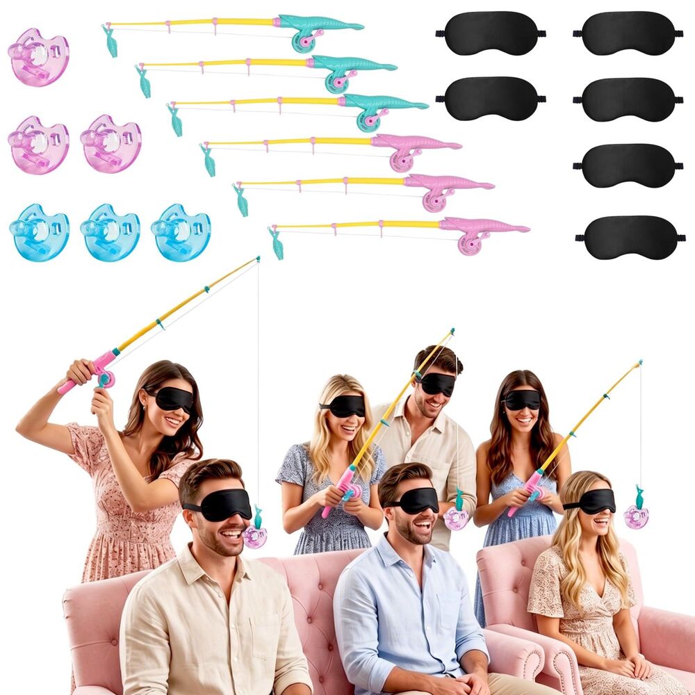 6-Player Pacifier Fishing Game Set - Baby Shower Game